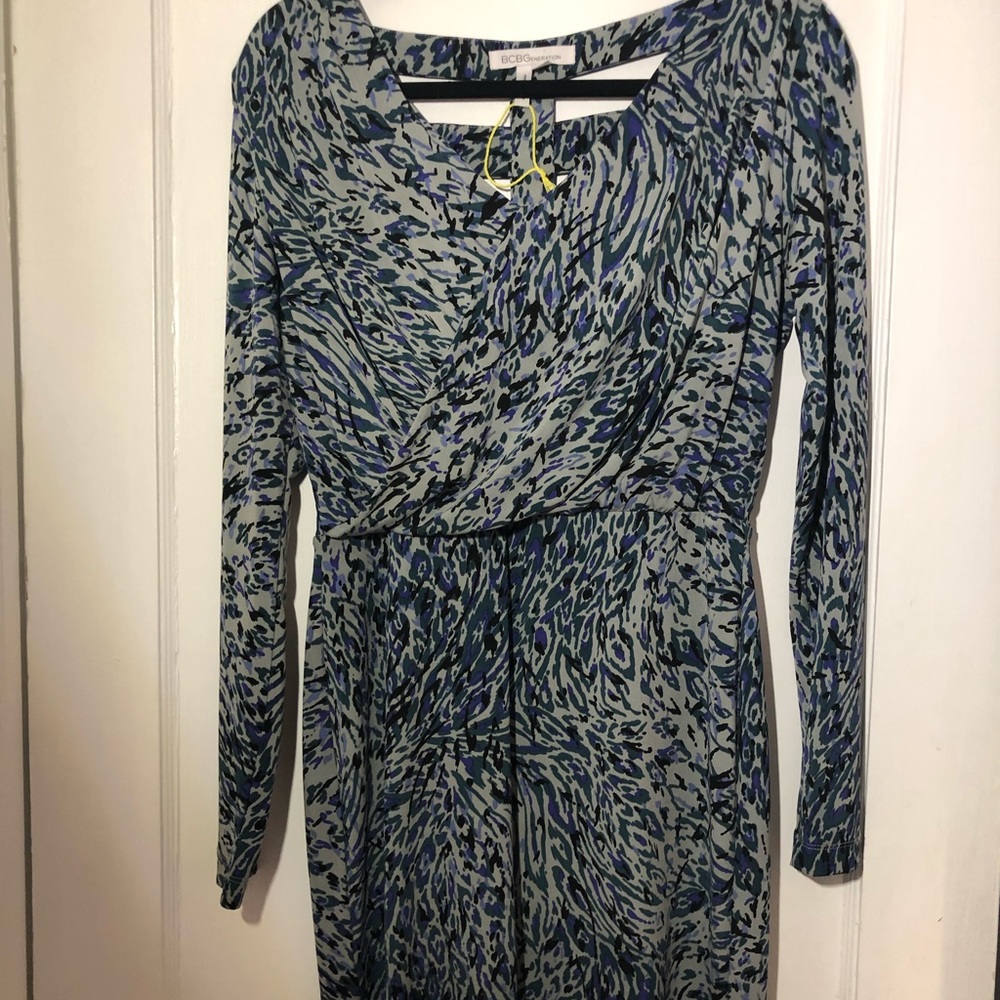 BCBGeneration Long Sleeve Midi Printed Dress Sz M